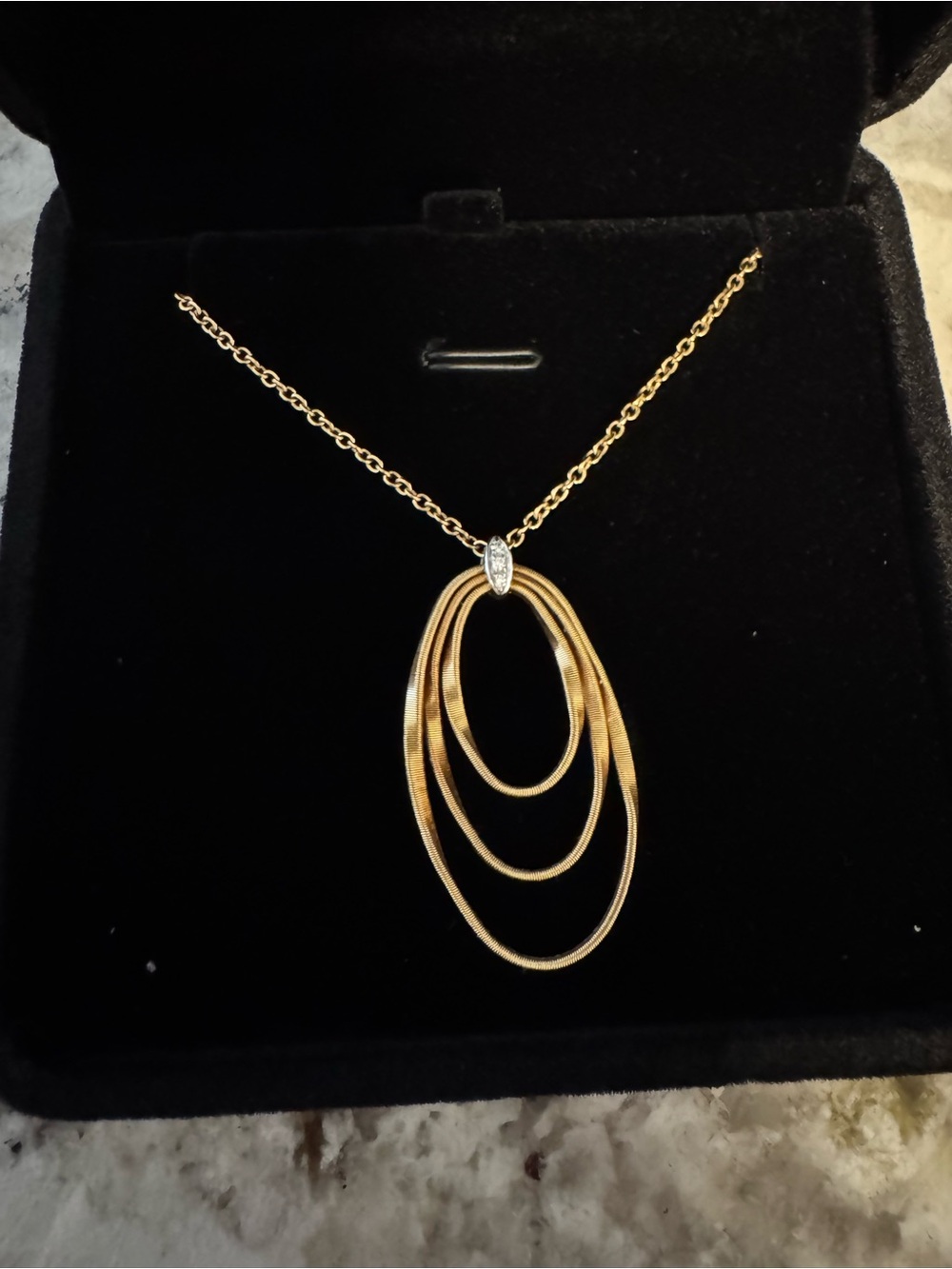 Marco Bicego Gold Triple Oval Pendant Necklace